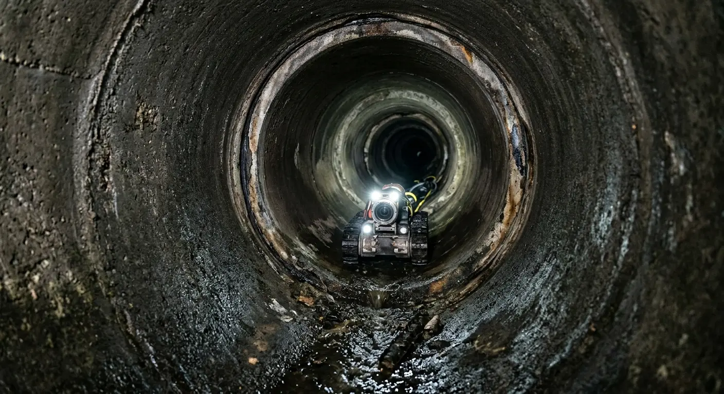 Robotic sewer camera inspecting pipe interior for Sewer Line Repair in Kill Devil Hills